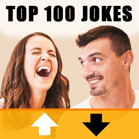 Jokes Top 100 sign and a couple is laughing